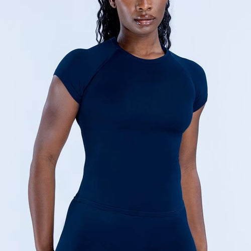 DF Impact Short Sleeve Top for Women Gym Crop Top Light Weight Seamless Yoga Top Workout T Shirt Longline Stretchy Sports Shirts